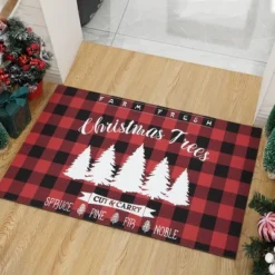 Trinity Plaid White Christmas Tree Non-Slip Decorative Doormat -Christmas Decorations GUEST 040896a1 c8fa 4eb3 b539 688a48dbe421
