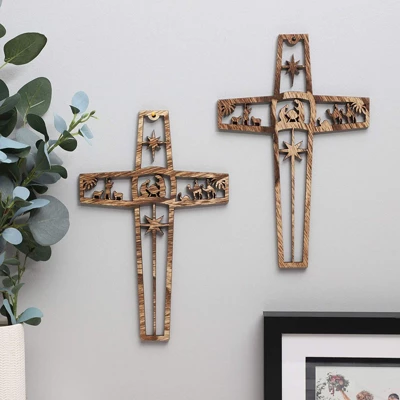 Bright Creations 6 Pack Nativity Scene Wood Cross For Wall Hanging Home Décor, Christmas Religious Gifts, 10.4x6.7x0.3 In 3 Bright Creations 6 Pack Nativity Scene Wood Cross For Wall Hanging Home Décor, Christmas Religious Gifts, 10.4x6.7x0.3 In
