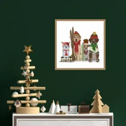 16" X 16" Christmas Dogs Winter Sports Fans By Fab Funky Framed Canvas Wall Art - Amanti Art -Christmas Decorations GUEST 05b2b5dc d0a1 474d 9177 12ac6689f0cb