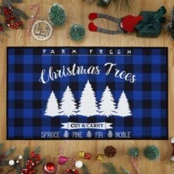 Trinity Plaid White Christmas Tree Non-Slip Decorative Doormat, 17" X 29" -Christmas Decorations GUEST 0795a2aa b1d3 4707 90bf 8b32bfc49a79