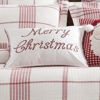 Peppermint Plaid Merry Christmas Pillow 16x22 -Levtex Home 4 Peppermint Plaid Merry Christmas Pillow 16x22 -Levtex Home - Image 2
