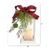 Nearly Natural 12-in Holiday White Lantern With Berries, Pine And Plaid Bow Artificial Christmas Table Arrangement With LED Candle Included -Christmas Decorations GUEST 13e61690 cac0 48ec 94f5 8225cf34a932
