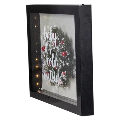 Northlight 14" Black Framed 3D "Baby It's Cold Outside" Christmas LED Decor Box 5 Northlight 14" Black Framed 3D "Baby It's Cold Outside" Christmas LED Decor Box - Image 3