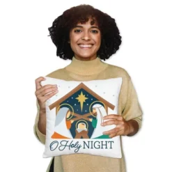 Big Dot Of Happiness Holy Nativity - Manger Scene Religious Christmas Home Decorative Canvas Cushion Case - Throw Pillow Cover - 16 X 16 Inches -Christmas Decorations GUEST 17cbcc9a 12f5 4719 b334 0a9e4645e5e8