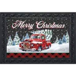 Briarwood Lane Merry Christmas Pickup Doormat Wreath Tree Indoor
