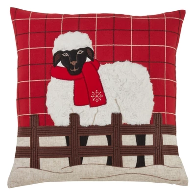 Saro Lifestyle Plaid Christmas Sheep Decorative Pillow Cover 5 Saro Lifestyle Plaid Christmas Sheep Decorative Pillow Cover - Image 3