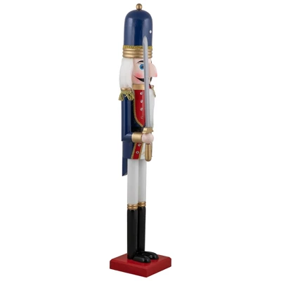 Northlight 48.25" Blue And White Christmas Nutcracker Soldier With Sword 5 Northlight 48.25" Blue And White Christmas Nutcracker Soldier With Sword - Image 3