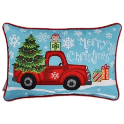 12"x18" Merry Christmas Lumbar Throw Pillow Blue - Pillow Perfect -Christmas Decorations GUEST 1ee3d4e1 9f29 4970 b7ff 108f1107885c