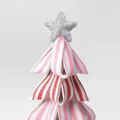 17" Glittered Striped Ribbon Christmas Tree Sculpture - Wondershop™ Pink/Red/White -Christmas Decorations GUEST 1f83c5f5 67ad 4d5a b225 0c2bd28750c2