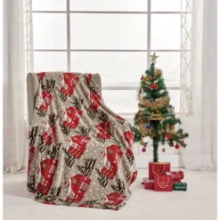 Noble House Christmas Festive And Cheery Holiday Super Soft Ultra Comfy Microplush Throw Blanket 50"x60" -Christmas Decorations GUEST 2027e577 dd2e 45ab 9160 a04fa08ba398