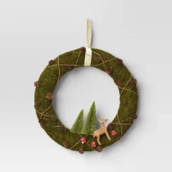 16" Battery Operated Lit Woodland Scene Moss Artificial Christmas Wreath Green - Wondershop™ -Christmas Decorations GUEST 202e8701 8458 4863 b6bc fdb43de32afe