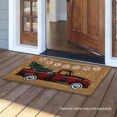 Briarwood Lane Red Checkered Truck Christmas Coir Doormat Natural Fiber Welcome 30" X 18" 3 Briarwood Lane Red Checkered Truck Christmas Coir Doormat Natural Fiber Welcome 30" X 18"