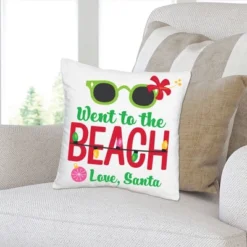 Big Dot Of Happiness Tropical Christmas - Beach Santa Holiday Party Home Decorative Canvas Cushion Case - Throw Pillow Cover - 16 X 16 Inches