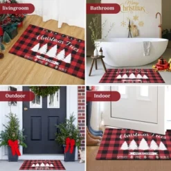 Trinity Plaid White Christmas Tree Non-Slip Decorative Doormat -Christmas Decorations GUEST 2a4430b2 1159 4157 867f e16a184dce6a