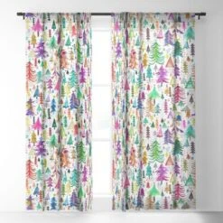 Ninola Design Christmas Trees Simply Modern Single Panel Sheer Window Curtain - Deny Designs