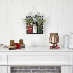 Nearly Natural 17-in Holiday Assorted Christmas Pine Hanging Three Piece Mason Jar Artificial Arrangement Wall Art Décor -Christmas Decorations GUEST 2ce7585b f1c0 4f45 b826 e05f9bc7e098