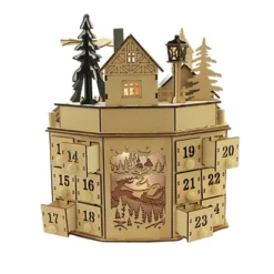 Christmas Led Windmill Village - One Lit Village Figurine 11.5 Inches - Christmas Church Carolers - 134127 - Wood - Beige