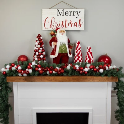 Northlight 6' Red And White 3-Finish Shatterproof Ball Christmas Garland 3 Northlight 6' Red And White 3-Finish Shatterproof Ball Christmas Garland