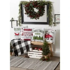 4pk 18"x18" Christmas Printed Square Throw Pillow Covers - Design Imports -Christmas Decorations GUEST 3163d408 9c22 46f4 8031 9aea04540a10