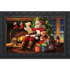 Briarwood Lane Naughty Or Nice Christmas Doormat Santa Claus Indoor Outdoor 30" X 18"