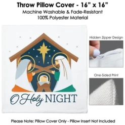 Big Dot Of Happiness Holy Nativity - Manger Scene Religious Christmas Home Decorative Canvas Cushion Case - Throw Pillow Cover - 16 X 16 Inches -Christmas Decorations GUEST 3833f347 8a6c 4015 be7f a8e3b1a4e641
