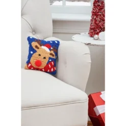 C&F Home 8" X 8" Christmas Reindeer Hooked Petite Throw Pillow -Christmas Decorations GUEST 3aa353c5 6763 401c 91a8 6d2bcc51297b