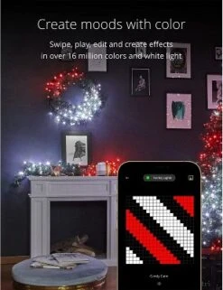 Twinkly Pre-Lit Garland App-Controlled LED Artificial Christmas Garland With 50 RGB+W (16 Million Colors + Warm White) LEDs. 9 Feet. Green Wire.