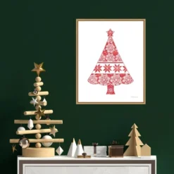 16" X 20" Nordic Holiday Christmas Tree By Beth Grove Framed Canvas Wall Art - Amanti Art -Christmas Decorations GUEST 3ae3918a 9775 4be9 a68f 6ac3ce3c0468
