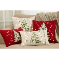 Saro Lifestyle Christmas Tree Throw Pillow With LED Lights -Christmas Decorations GUEST 3c942f56 d547 45ab 901a ea1f4a4c04c7