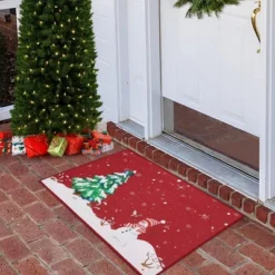 Trinity Snow Man Christmas Tree Xmas Welcome Doormat
