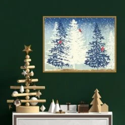 24" X 18" Snow Christmas Trees By PI Studio Framed Canvas Wall Art - Amanti Art -Christmas Decorations GUEST 40184955 06f7 4b83 ac06 bbbab01c0259