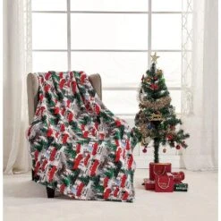 Noble House Christmas Festive And Cheery Holiday Super Soft Ultra Comfy Microplush Throw Blanket 50"x60" -Christmas Decorations GUEST 4128e8bc 7104 4717 a9be c7f44801b1c1