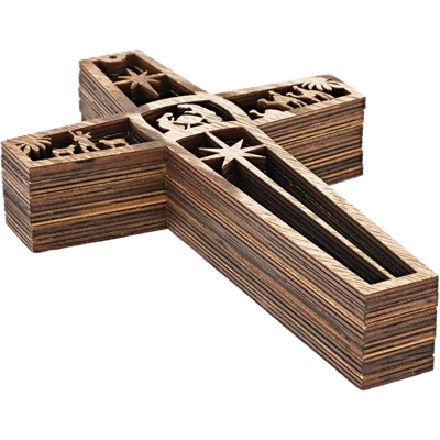 Bright Creations 6 Pack Nativity Scene Wood Cross For Wall Hanging Home Décor, Christmas Religious Gifts, 10.4x6.7x0.3 In 6 Bright Creations 6 Pack Nativity Scene Wood Cross For Wall Hanging Home Décor, Christmas Religious Gifts, 10.4x6.7x0.3 In - Image 4