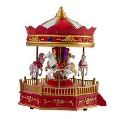 Northlight 9.25" LED Lighted Animated And Musical Carousel Christmas Village Display Piece -Christmas Decorations GUEST 46079143 9aa8 4b2a 9456 b72caabc6c8a