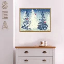 24" X 18" Snow Christmas Trees By PI Studio Framed Canvas Wall Art - Amanti Art -Christmas Decorations GUEST 462c50f0 c53a 4886 a18b 7250d69ad1d0