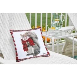 C&F Home 18" X 18" Plaid Squirrel Indoor / Outdoor Christmas Holiday Throw Pillow -Christmas Decorations GUEST 4b6d2649 c17d 4b22 8871 2e47820d553e