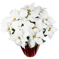 Northlight 26" White Artificial Christmas Poinsettia In Red Wrapped Base -Christmas Decorations GUEST 4e9b6292 e847 469a b800 e0c59e7063d2