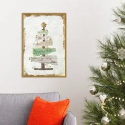 16" X 23" Golden Christmas Tree By PI Studio Framed Canvas Wall Art - Amanti Art -Christmas Decorations GUEST 4f55987d fadb 416d a364 be97249ee5cc
