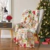 Kate Aurora Classic Holly Jolly Christmas Themed Ultra Soft & Plush Accent Throw Blanket - 50 In. W X 60 In. L