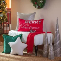 13.5"x25" Oversized Merry Christmas Lumbar Throw Pillow Cover Red - Pillow Perfect -Christmas Decorations GUEST 562d27b3 5ae0 40f3 b02e f16dbf9d35f8