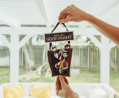 Silver Buffalo Disney Nightmare Before Christmas "Good Fright" 2-Piece Hanging Sign Wall Art 5 Silver Buffalo Disney Nightmare Before Christmas "Good Fright" 2-Piece Hanging Sign Wall Art - Image 3