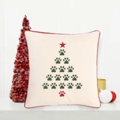 C&F Home 18" X 18" Christmas Tree Paws Embroidered Throw Pillow -Christmas Decorations GUEST 59abb38e bfe9 44de a562 2e6f2445cc8f
