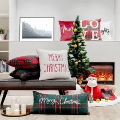 Christmas Plaid Throw Pillow - Evergrace -Christmas Decorations GUEST 5a202db7 00b7 4dc2 8e6f 34a353c842c1