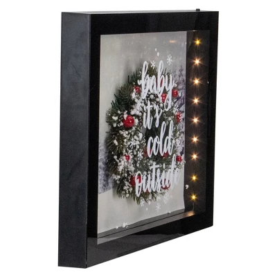 Northlight 14" Black Framed 3D "Baby It's Cold Outside" Christmas LED Decor Box 4 Northlight 14" Black Framed 3D "Baby It's Cold Outside" Christmas LED Decor Box - Image 2