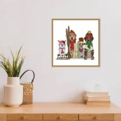 16" X 16" Christmas Dogs Winter Sports Fans By Fab Funky Framed Canvas Wall Art - Amanti Art -Christmas Decorations GUEST 5b81a8f6 c882 4ea3 a4cb 6301c2ef7a78