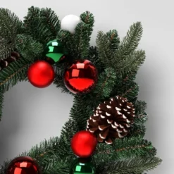 22" Pine Bough With Flocked Pinecones And Ornaments Artificial Christmas Wreath Green - Wondershop™ -Christmas Decorations GUEST 60b72404 f322 41c6 be05 cbe23b082dfc