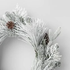 22" Flocked Mixed Greenery With Pinecones Artificial Christmas Wreath - Wondershop™ -Christmas Decorations GUEST 62769dba c516 47cb 9942 8355b4f48f5c