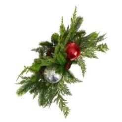 Nearly Natural 18-in Holiday Winter Cedar Pine Artificial Table Christmas Arrangement With Ornaments, Home Décor -Christmas Decorations GUEST 62d1fc73 eb9f 4c83 bca3 0bf03860dcba