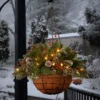 National Tree Company Pre-Lit Artificial Christmas Hanging Basket, Mountain Spruce, With Frosted Pine Cones, Berry Clusters, White Lights,20 Inches -Christmas Decorations GUEST 639e0f68 b456 4909 84d1 dfd1f51124fc