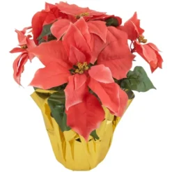 Northlight 14.5" Dark Pink Artificial Christmas Poinsettia With Gold Wrapped Base -Christmas Decorations GUEST 6531c1fe 197d 4201 90d5 924800950c7e